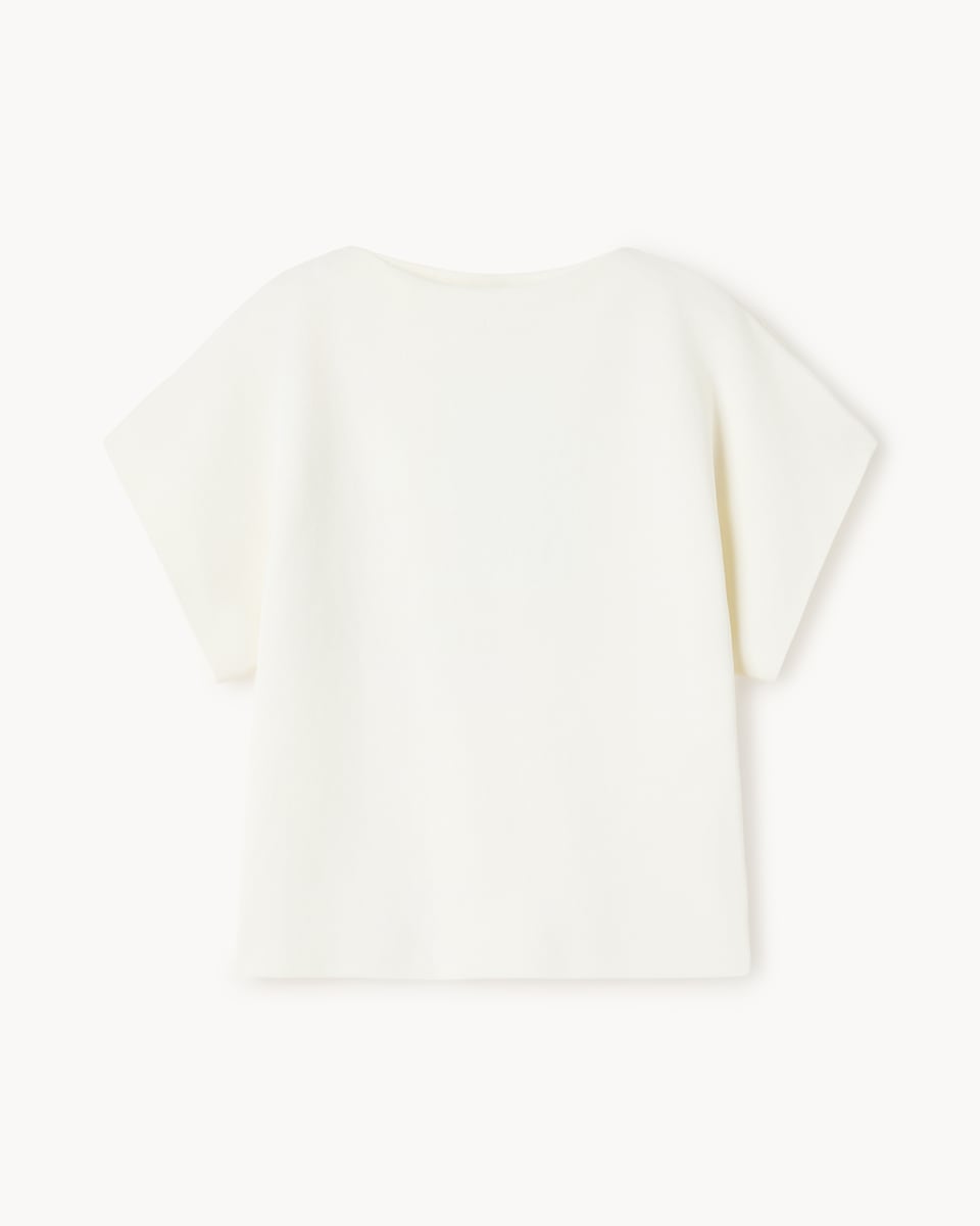 image 1 of F&F Slash Neck Short Sleeved Top in Cream