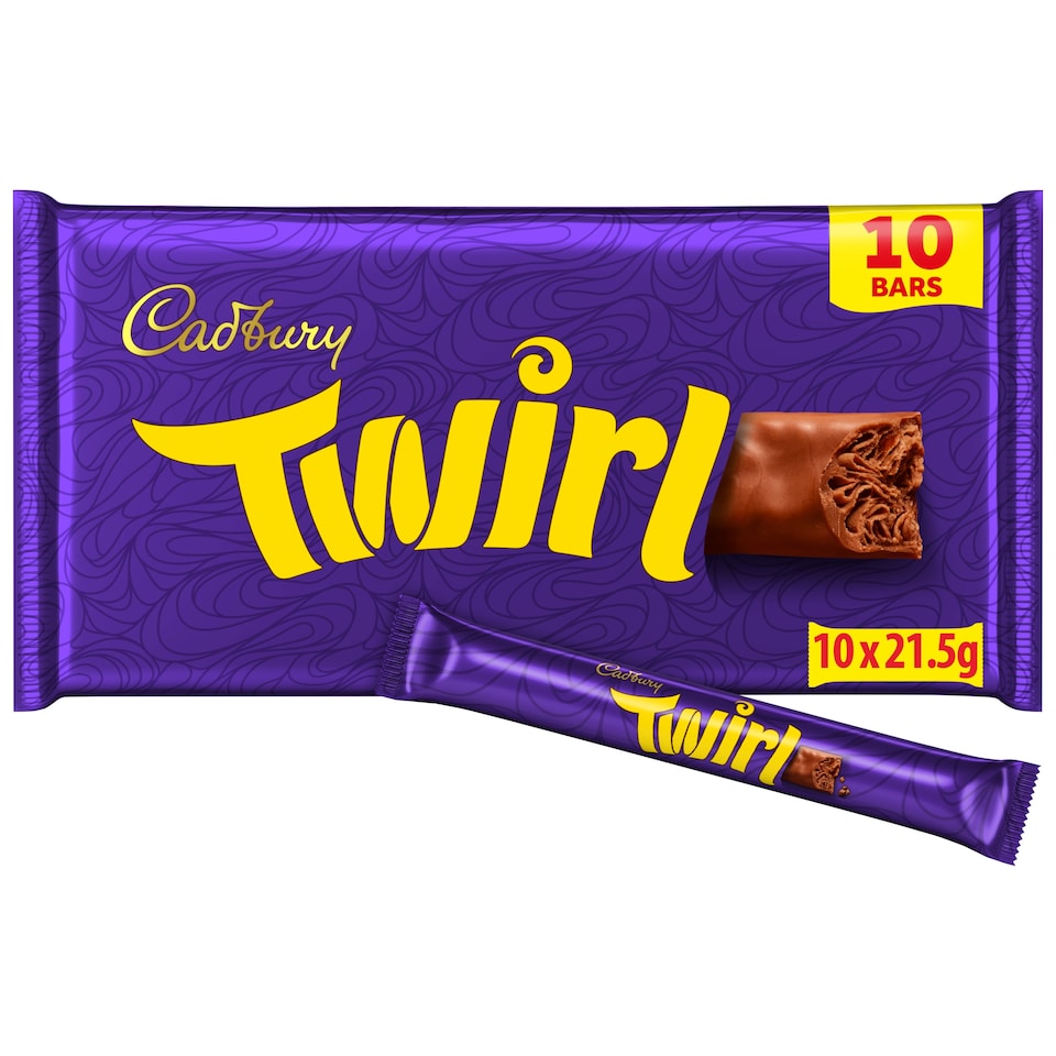 Cadbury Twirl Chocolate Bar 10 Pack Multipack 215g
