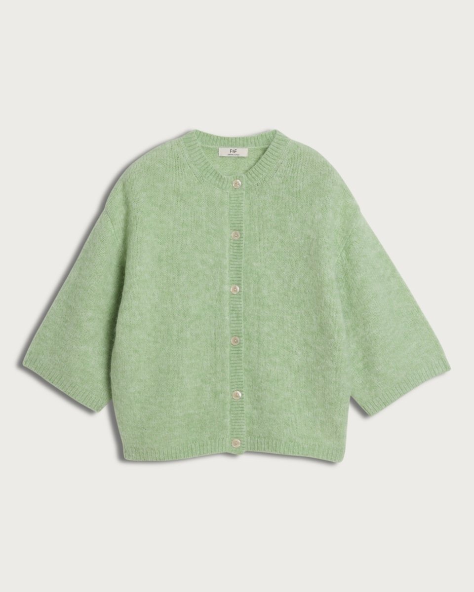 image 1 of F&F Knitted Button Up Cardigan in Green