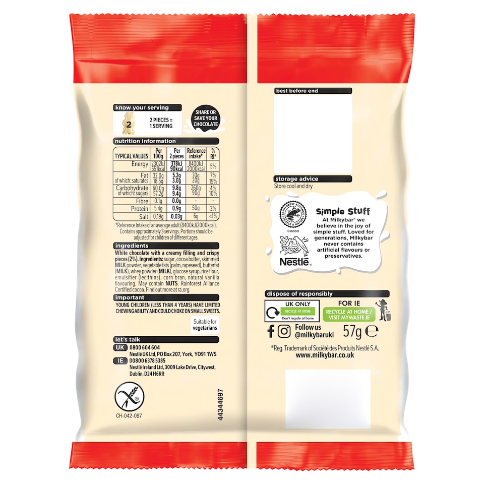 image 1 of Milkybar White Chocolate Festive Friends Bag 57G