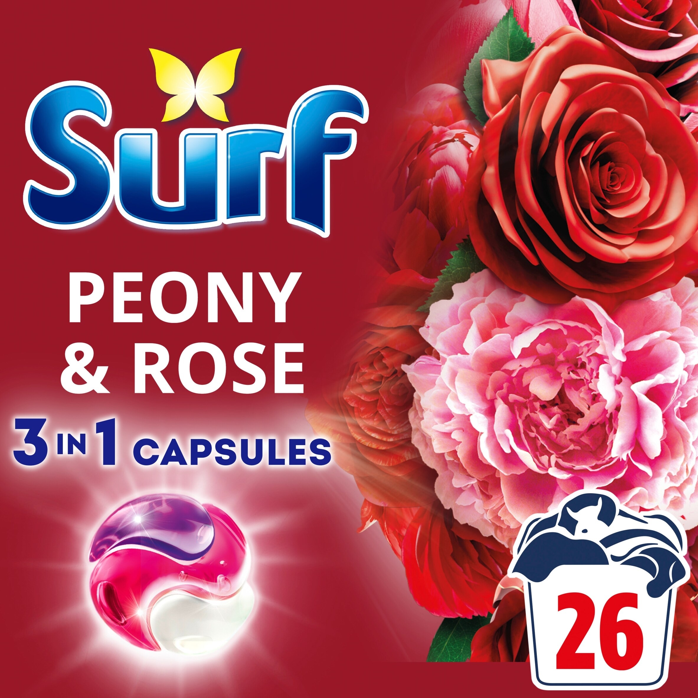 Surf 3 In 1 Peony and Rose Washing Capsules 26 Washes 449.8g