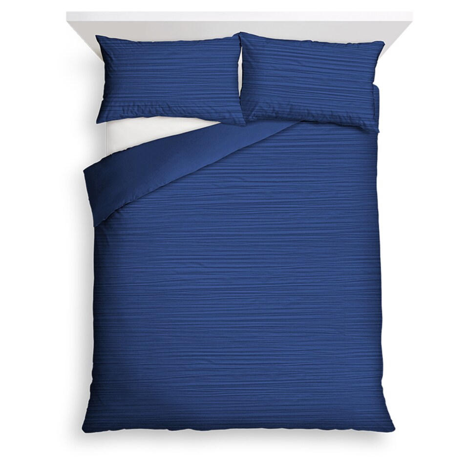 Tesco Navy Crinkle Duvet Set Double