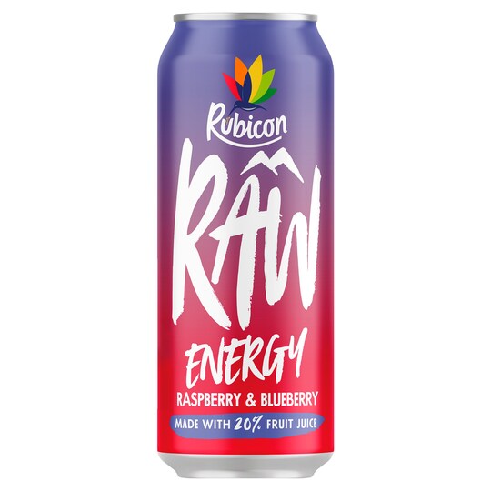 Rubicon Raw Energy Raspberry Blueberry 500Ml Tesco Groceries