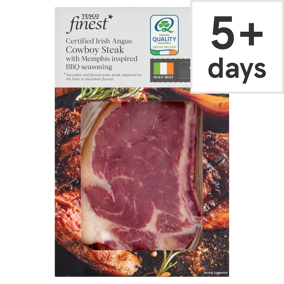 Tesco Finest Certified Irish Angus Cowboy Steak With Memphis Inspired BBQ Seasoning 265g