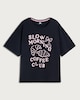 image 4 of F&F Pure Cotton Coffee Club Pyjama T-Shirt in Navy