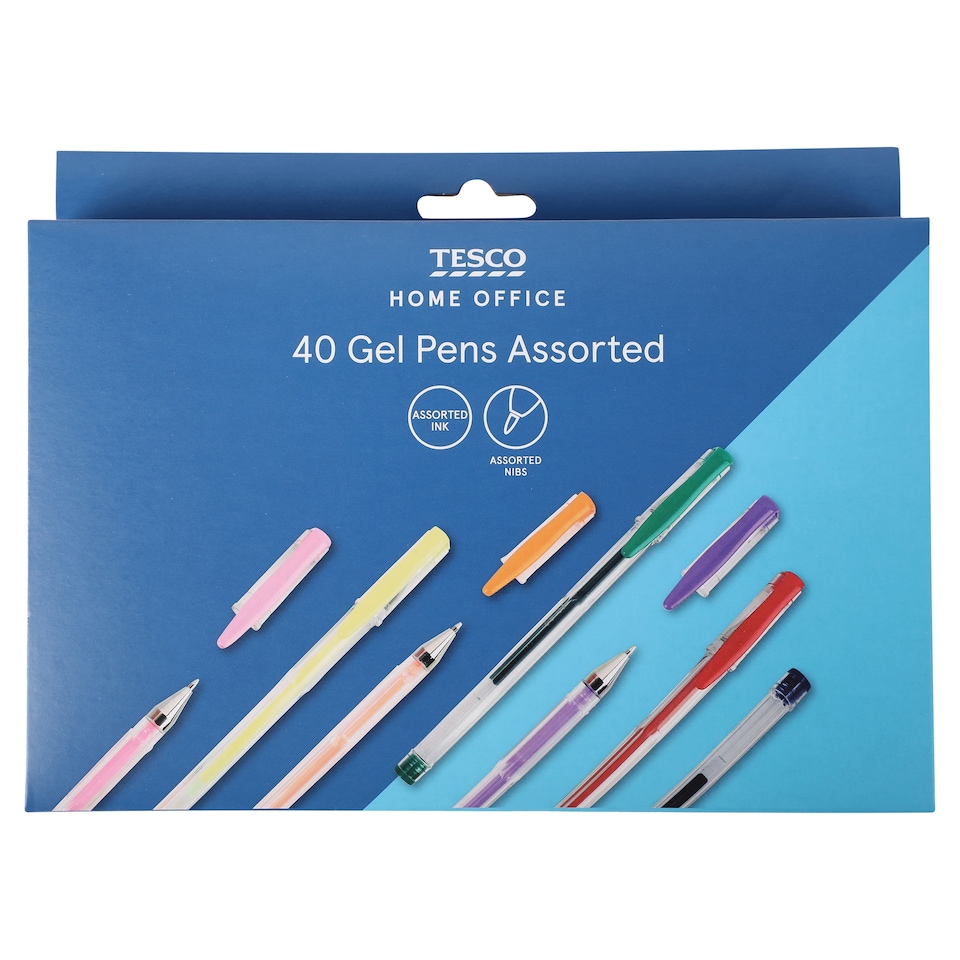 Tesco Gel Pen Set Asstd 40 Pack
