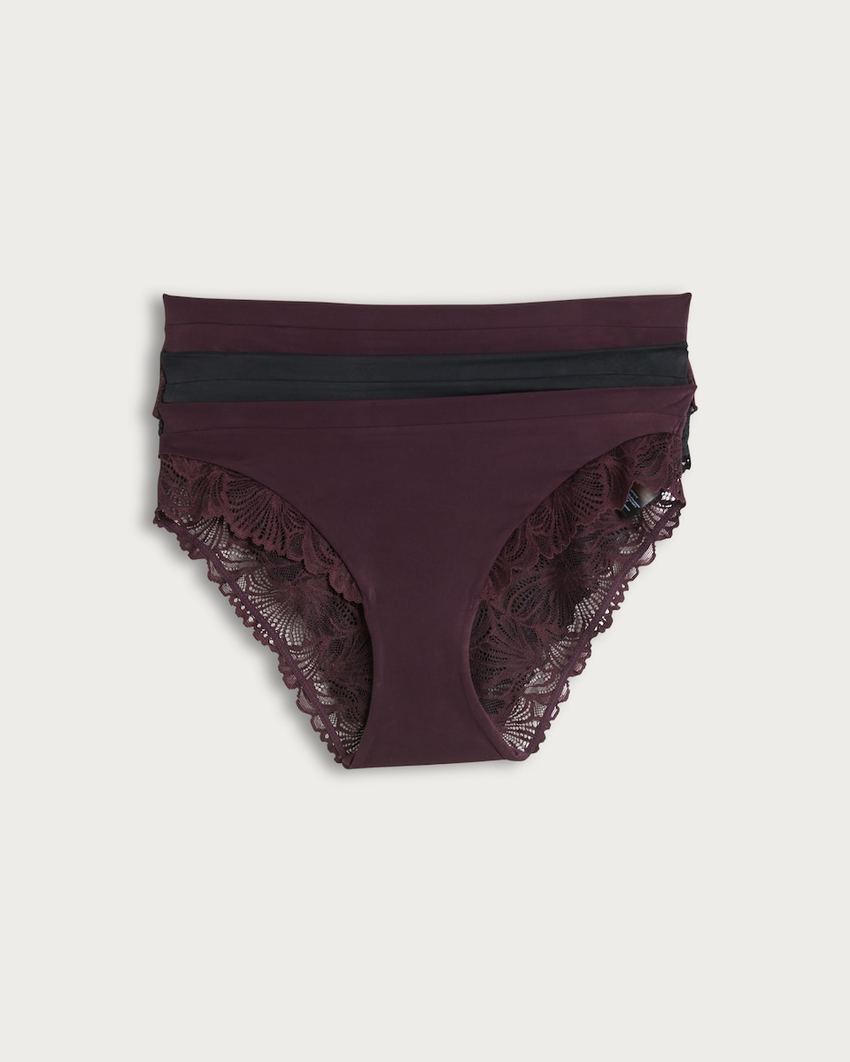 image 1 of F&F 3-Pack Lace Trim High Leg Knickers  in Multi