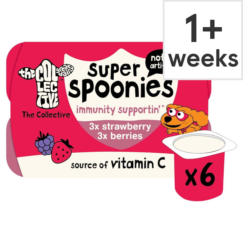 The Collective Super Spoonies Immunity Supporting Strawberry & Berries Yoghurt Pots 6x42g