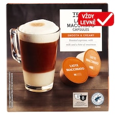 Tesco Směs pražené mleté kávy arabica a robusta a sušené plnotučné mléko (8 x 7g + 8 x 17,8g) 198,4g