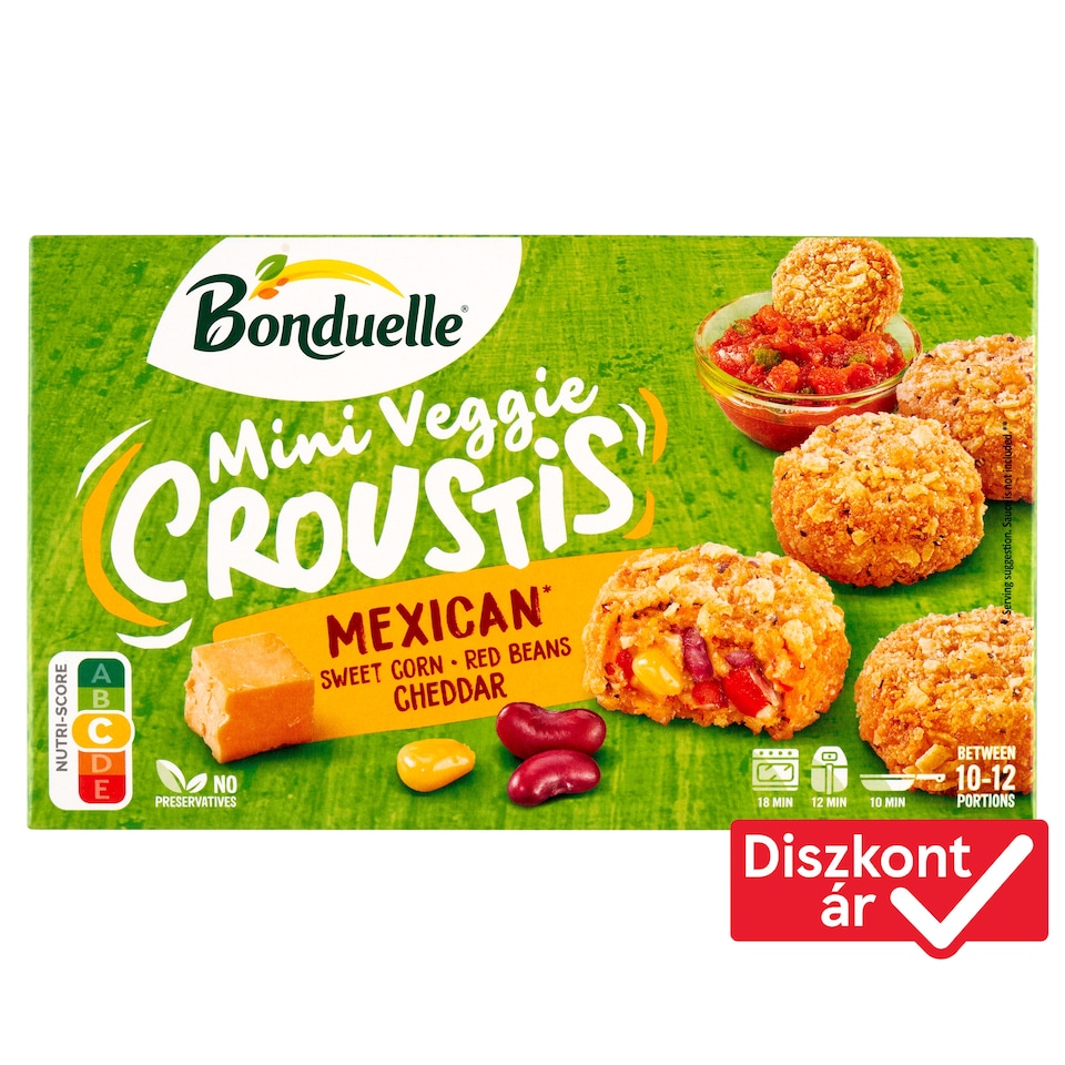 Bonduelle Mini Veggie Croustis gyorsfagyasztott panírozott és elősütött sajtos zöldségkorong 240 g  1. kép
