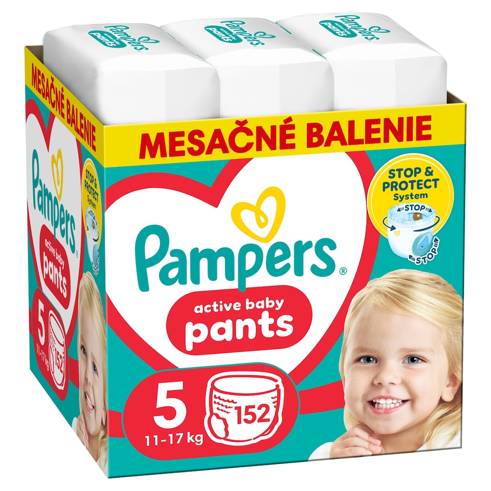 obrázok 1 z Pampers Active Baby plienkové nohavičky veľkosť 5, 152 plienok, 11kg-17kg