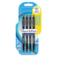 Paper Mate ComfortMate Ultra Ballpoint Pens, Black, 4 Count