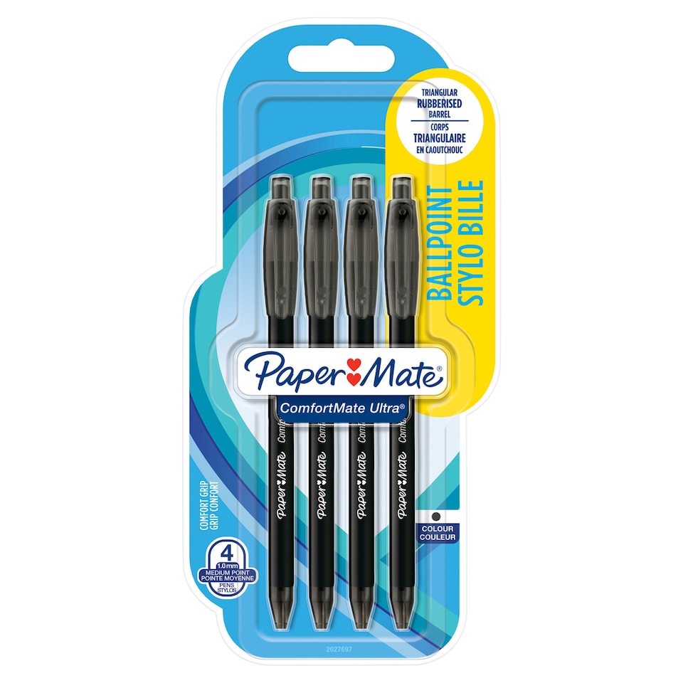 image 1 of Paper Mate ComfortMate Ultra Ballpoint Pens, Black, 4 Count