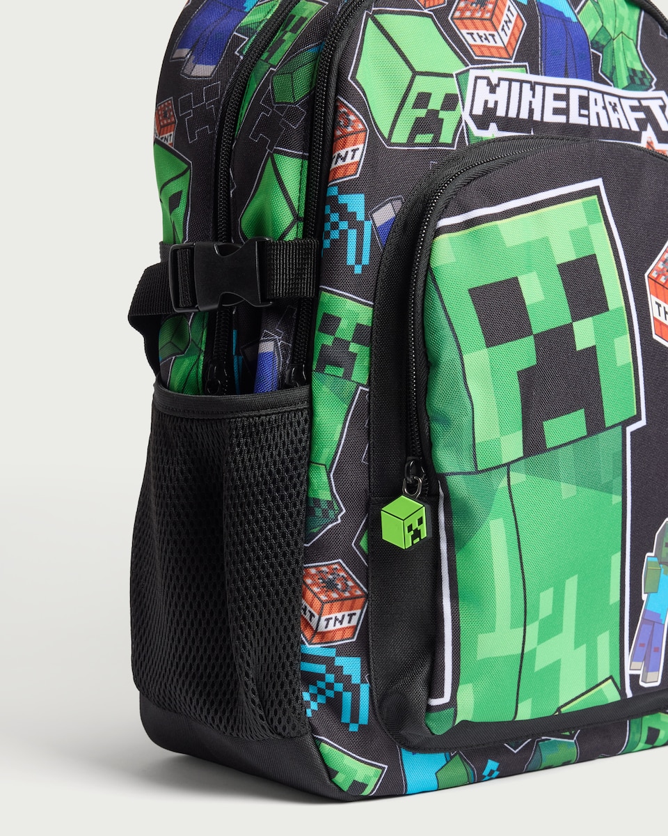 image 1 of Minecraft Creeper Print Backpack in Black