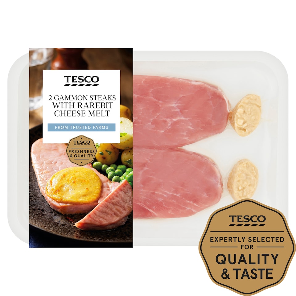 Tesco 2 Gammon Steaks With Rarebit Cheese Melt 300G