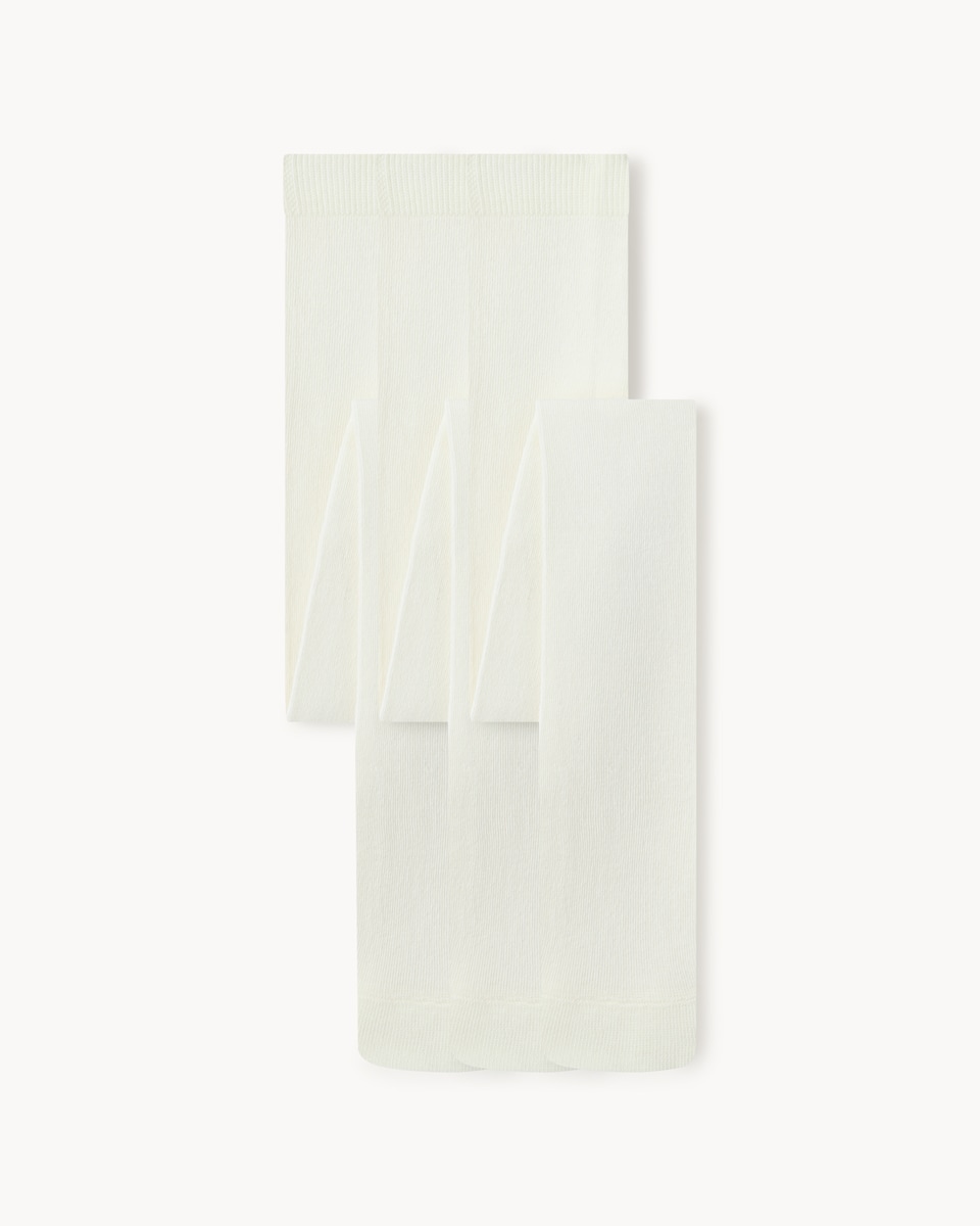 F&F Girls 3-Pack Cotton Rich Supersoft Tights in Cream