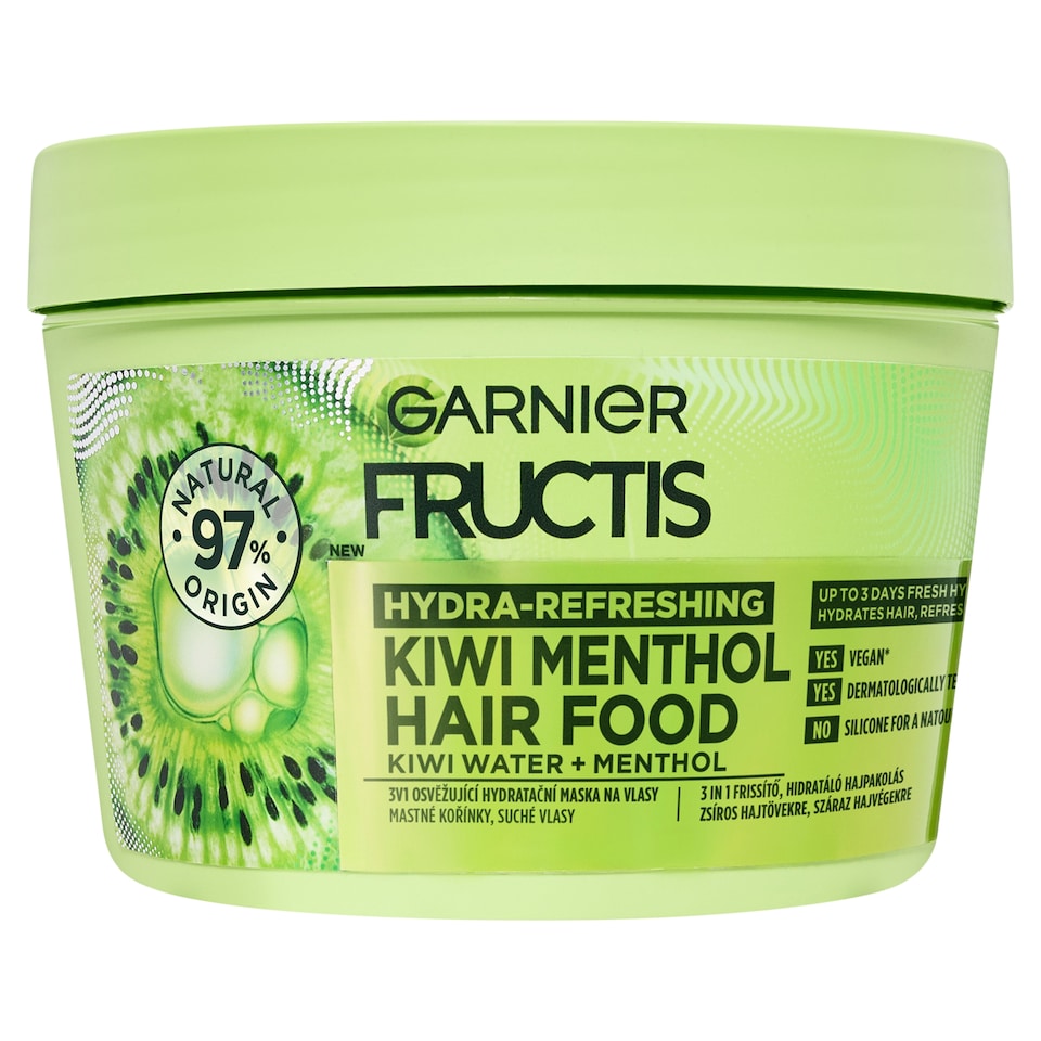 Garnier Fructis 3 v 1 osviežujúca hydratačná maska na vlasy kiwi + mentol 400 ml