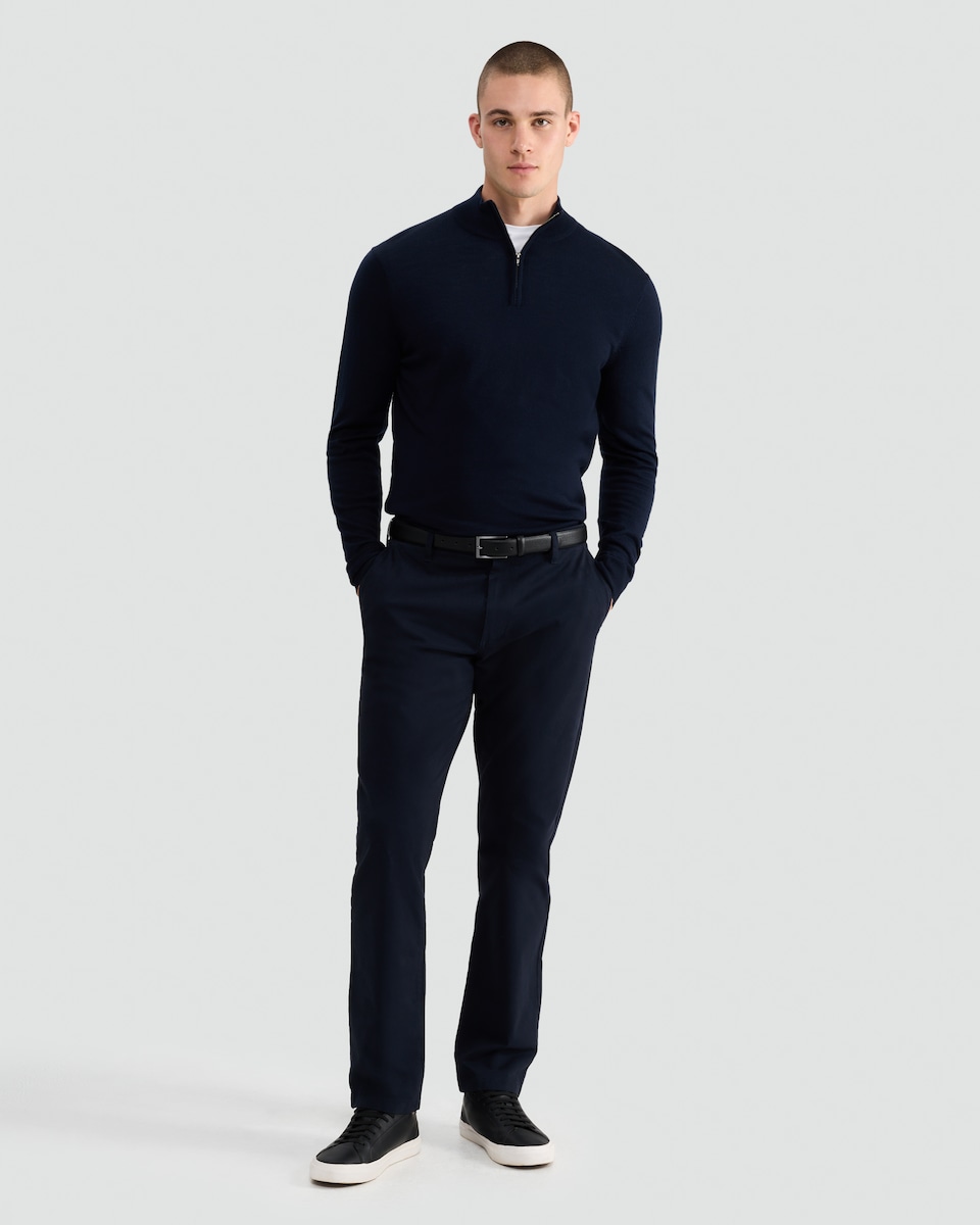 image 1 of F&F Pure Merino Wool High Neck Jumper in Navy