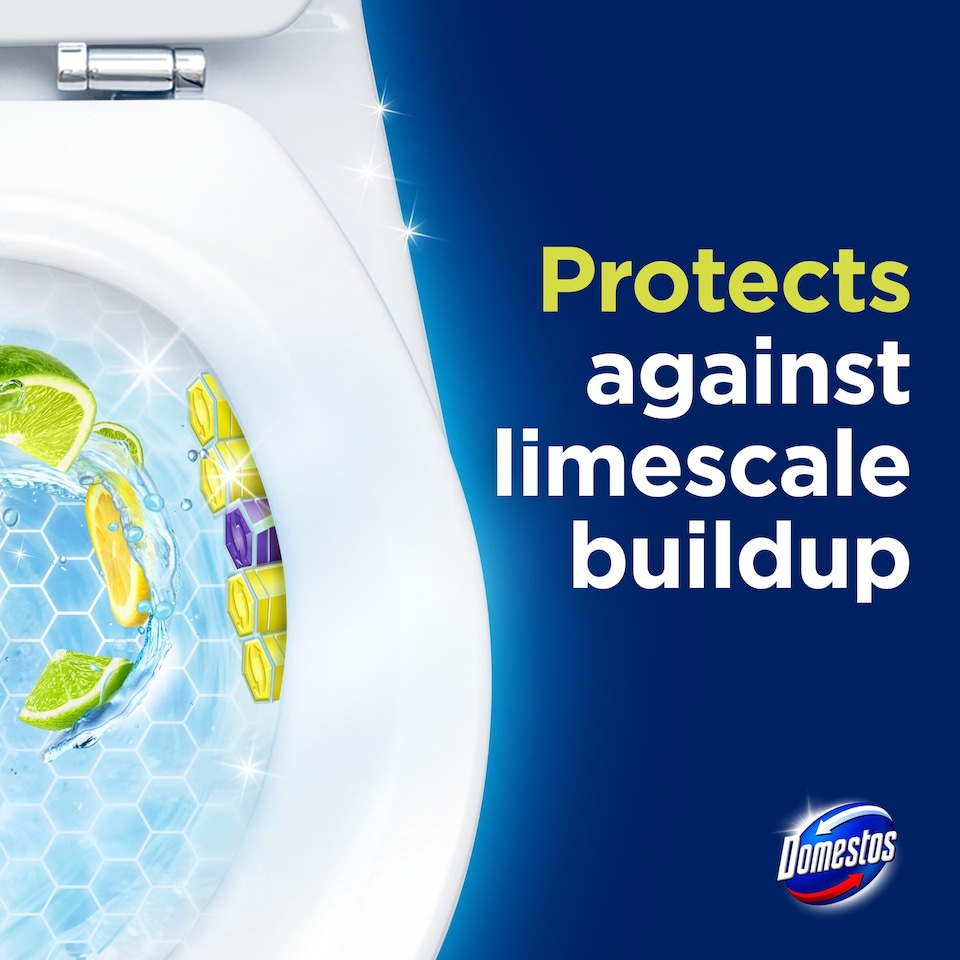 image 1 of Domestos Power 5 Toilet Rim Block Freshener Lime 2x 50g