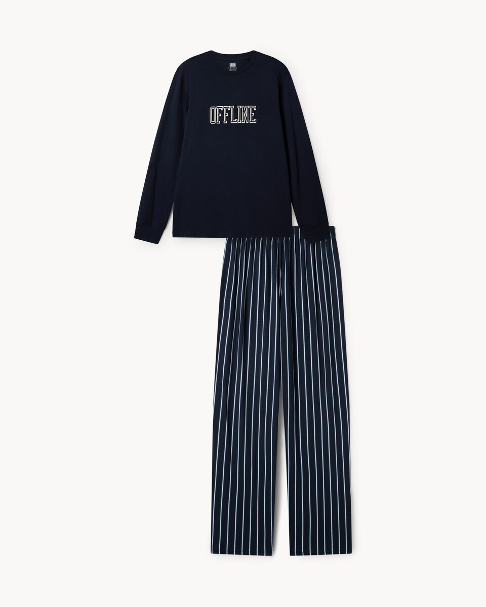 image 1 of F&F Pure Cotton Offline Pyjama Set in Navy