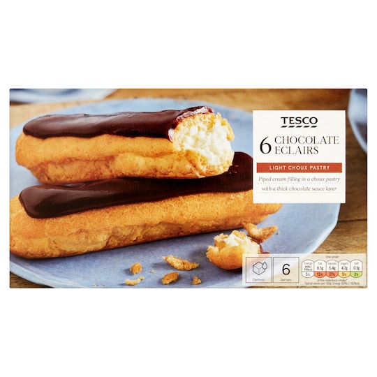 Tesco 6 Chocolate Eclairs 160G Tesco Groceries