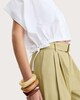 image 2 of F&F Pure Cotton Poplin Tie Side Short Sleeved Shirt in White