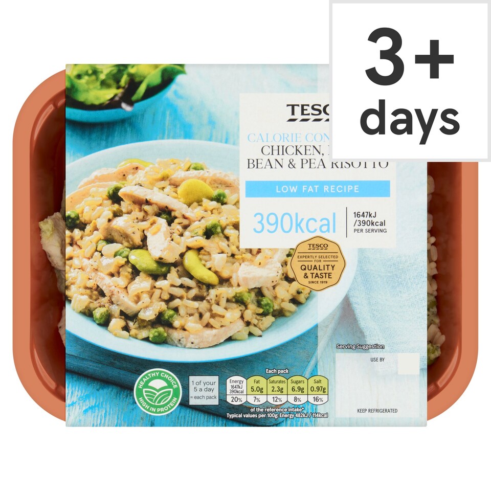 Tesco Calorie Controlled Chicken , Broad Bean & Pea Risotto 380G