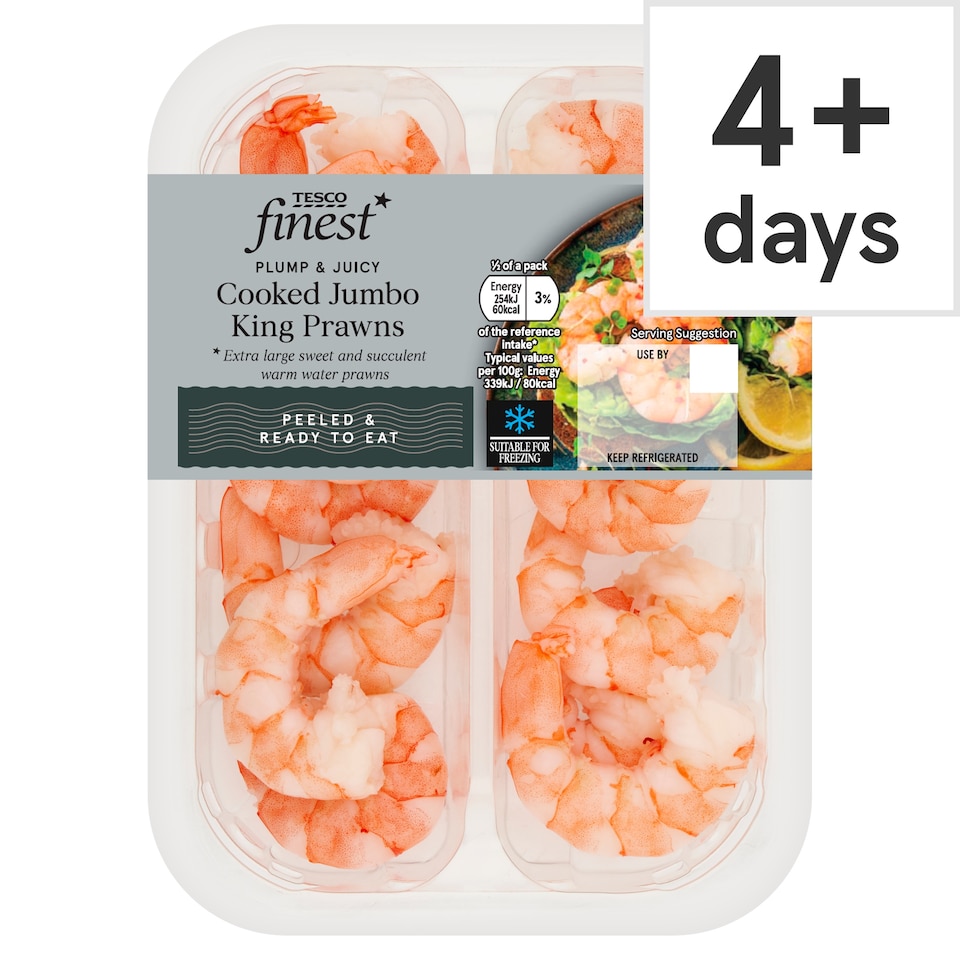 Tesco Finest Cooked Jumbo King Prawns 150G