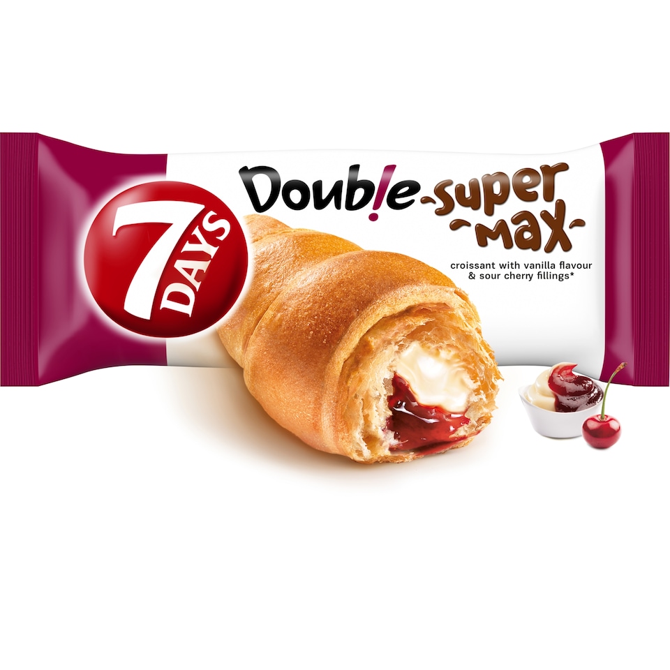 7 Days Croissant Double s náplňami s vanilkovou príchuťou a s višňami 110 g