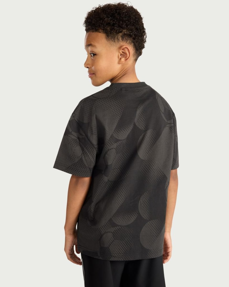 image 1 of F&F Boys Pure Cotton Level Up Football Print T-Shirt in Black