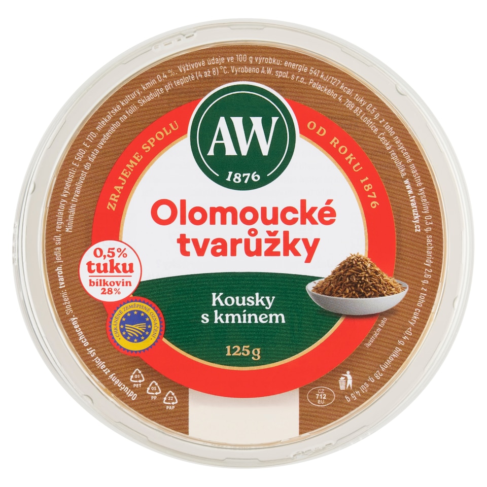 Obrázek 1 pro produkt A.W. Olomoucké tvarůžky kousky s kmínem 125g