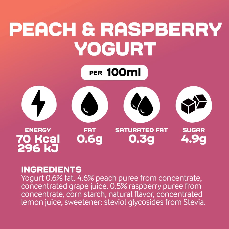 image 1 of Arla Protein Peach & Raspberry Yogurt Pouch 200g