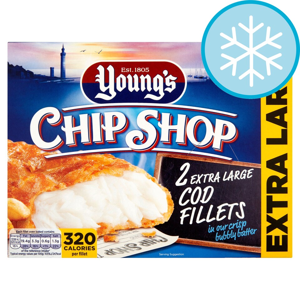 Youngs Chip Shop 2 Extra Large Cod Fillets 320G