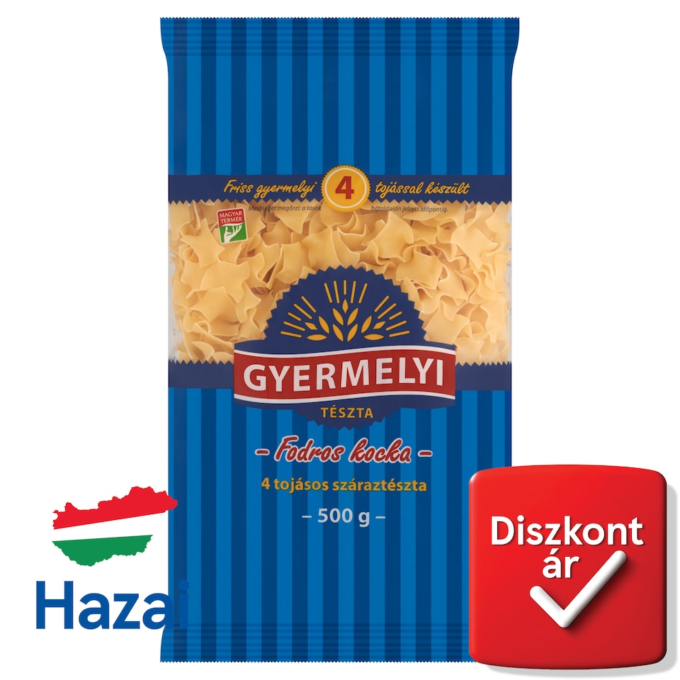 Gyermelyi fodros kocka 4 tojásos száraztészta 500 g