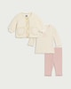 image 1 of F&F Baby 3-Piece Cotton Rich Jacket, Top and Leggings Set in Cream