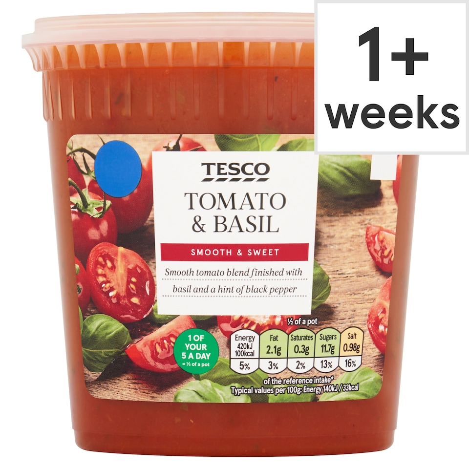 Tesco Tomato & Basil Soup 600G