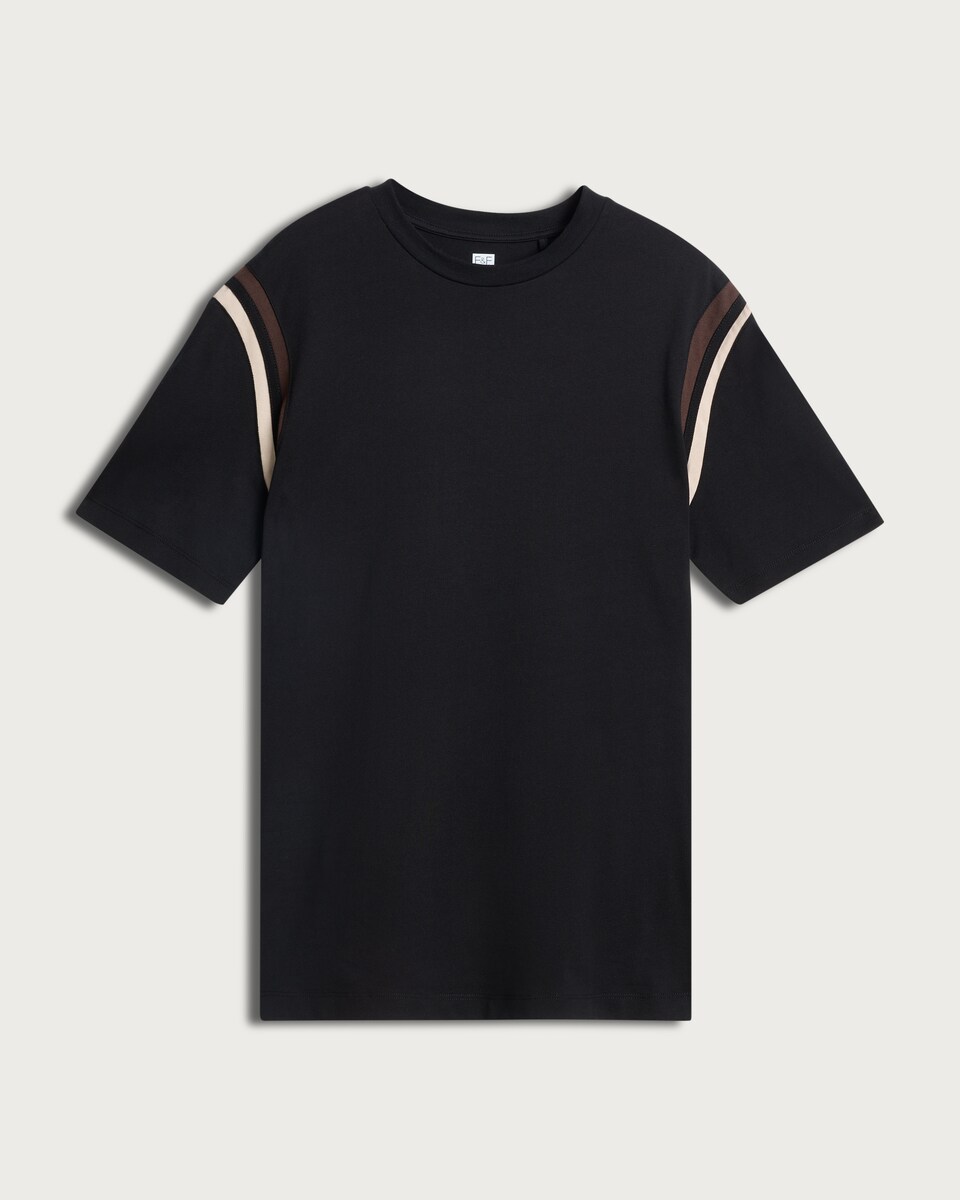 image 1 of F&F Pure Cotton Colour Block Short Sleeved T-Shirt in Black
