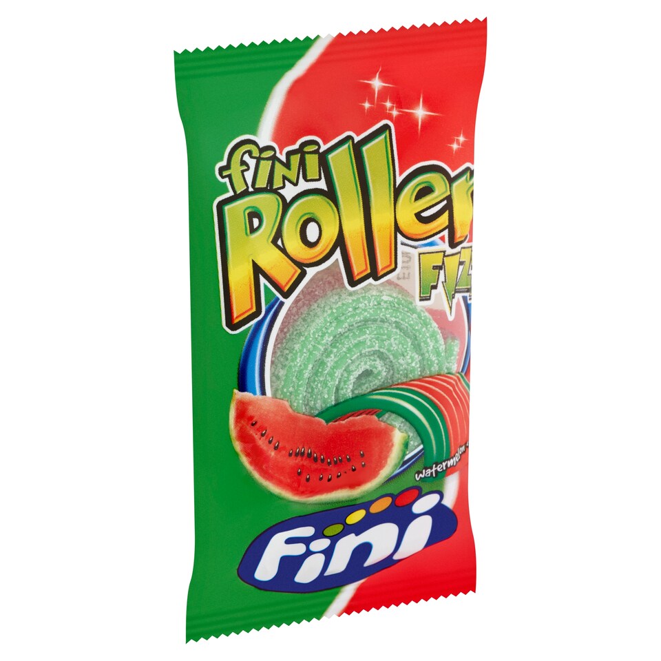 Fini Roller Fizz Watermelon-Flavoured Gummy Candy Strips, Coated with Sour Sugar Powder 20 g