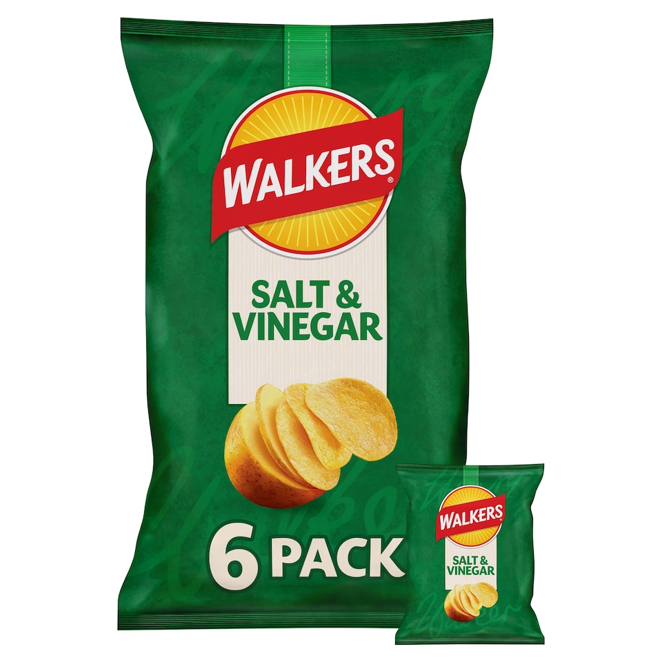 image 1 of Walkers Salt & Vinegar Multipack Crisps 6 x 25g