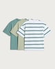 image 1 of F&F Boys 3-Pack Pure Cotton Short Sleeved T-Shirts in Green