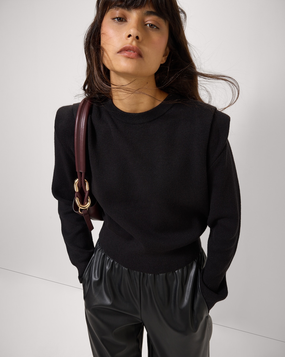 image 1 of F&F Tuck Shoulder Jumper in Black
