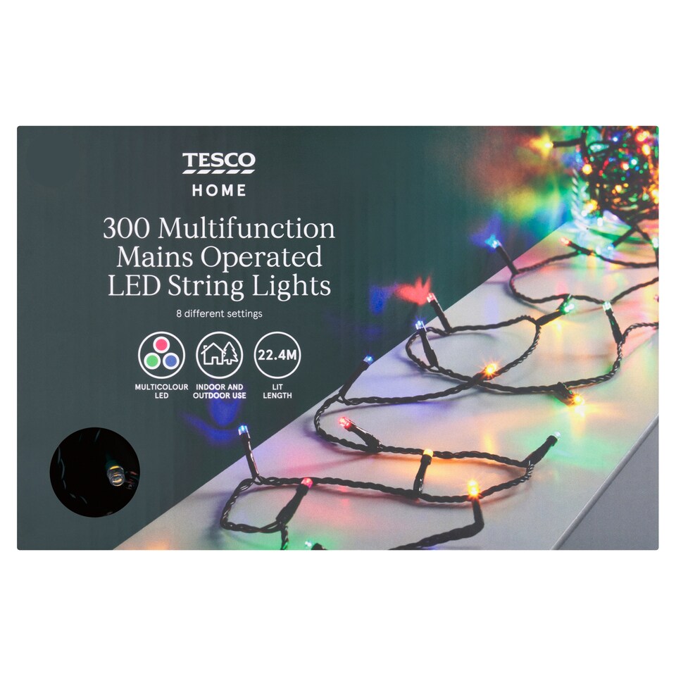 image 1 of Tesco 300 Multifunction Multicoloured Christmas Tree Lights