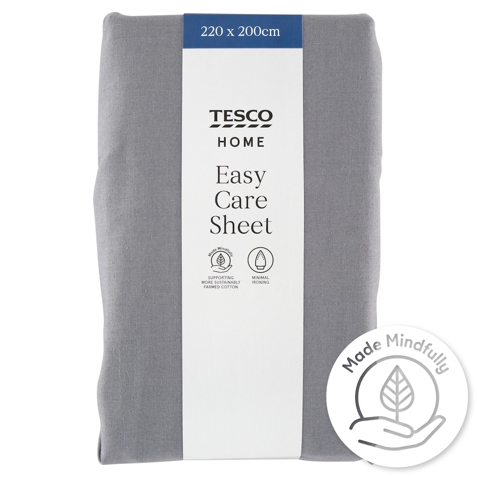 Tesco Home Easy Care Grey Sheet 220 x 200 cm