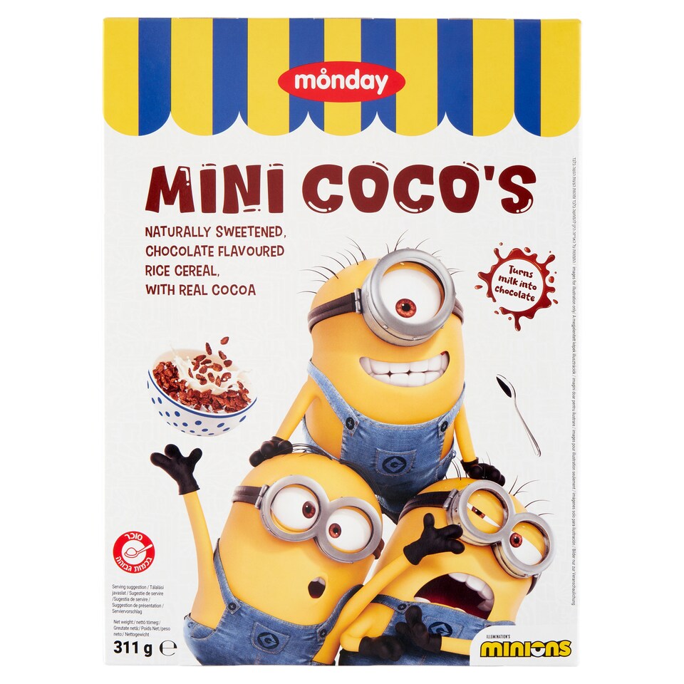 Monday Minions Mini Coco's Crunchy Breakfast Cereals with Rice and Fat-Reduced Cocoa 311 g