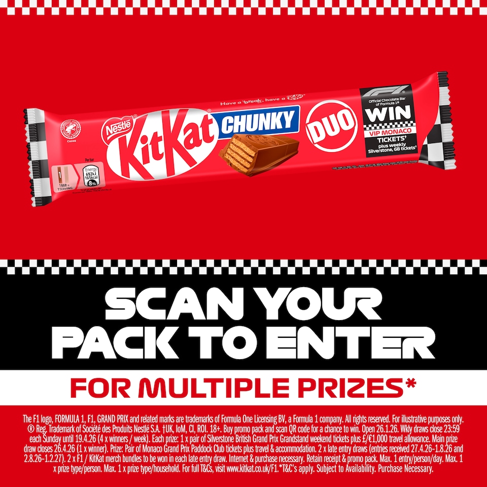 image 1 of Kit Kat Chunky Duo Milk Chocolate bar 64g