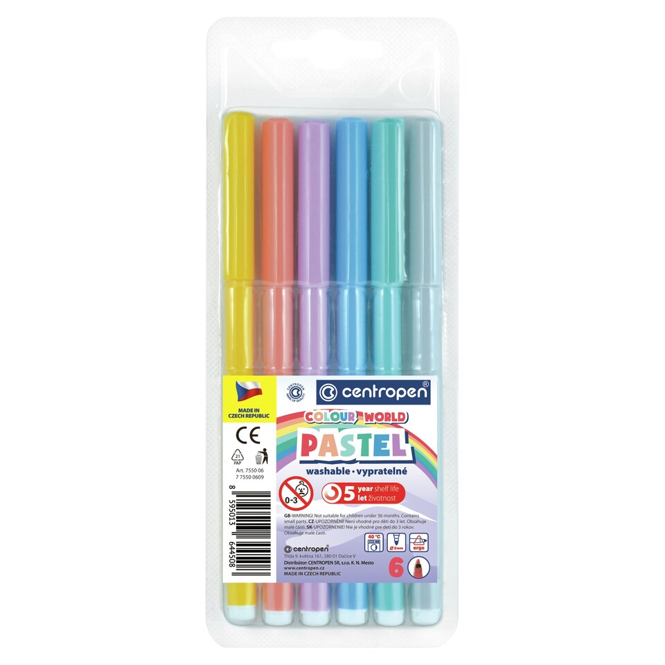 Centropen Pastelové popisovače 6 ks