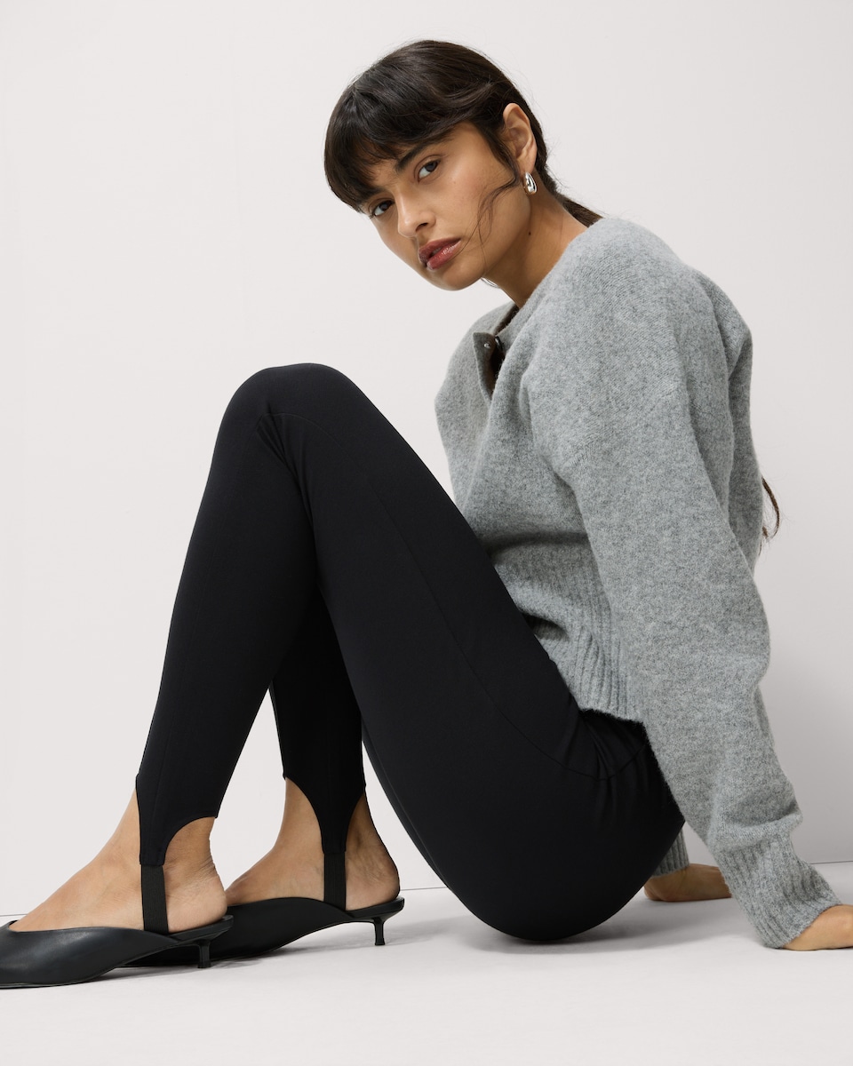 image 1 of F&F Crease Front Stirrup Leggings in Black
