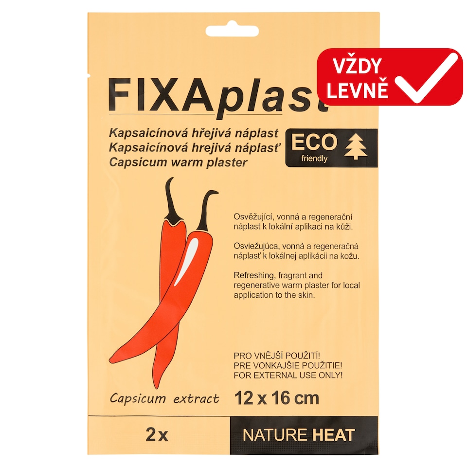 Fixaplast Kapsaicínová hřejivá náplast 12 x 16 cm 2 ks