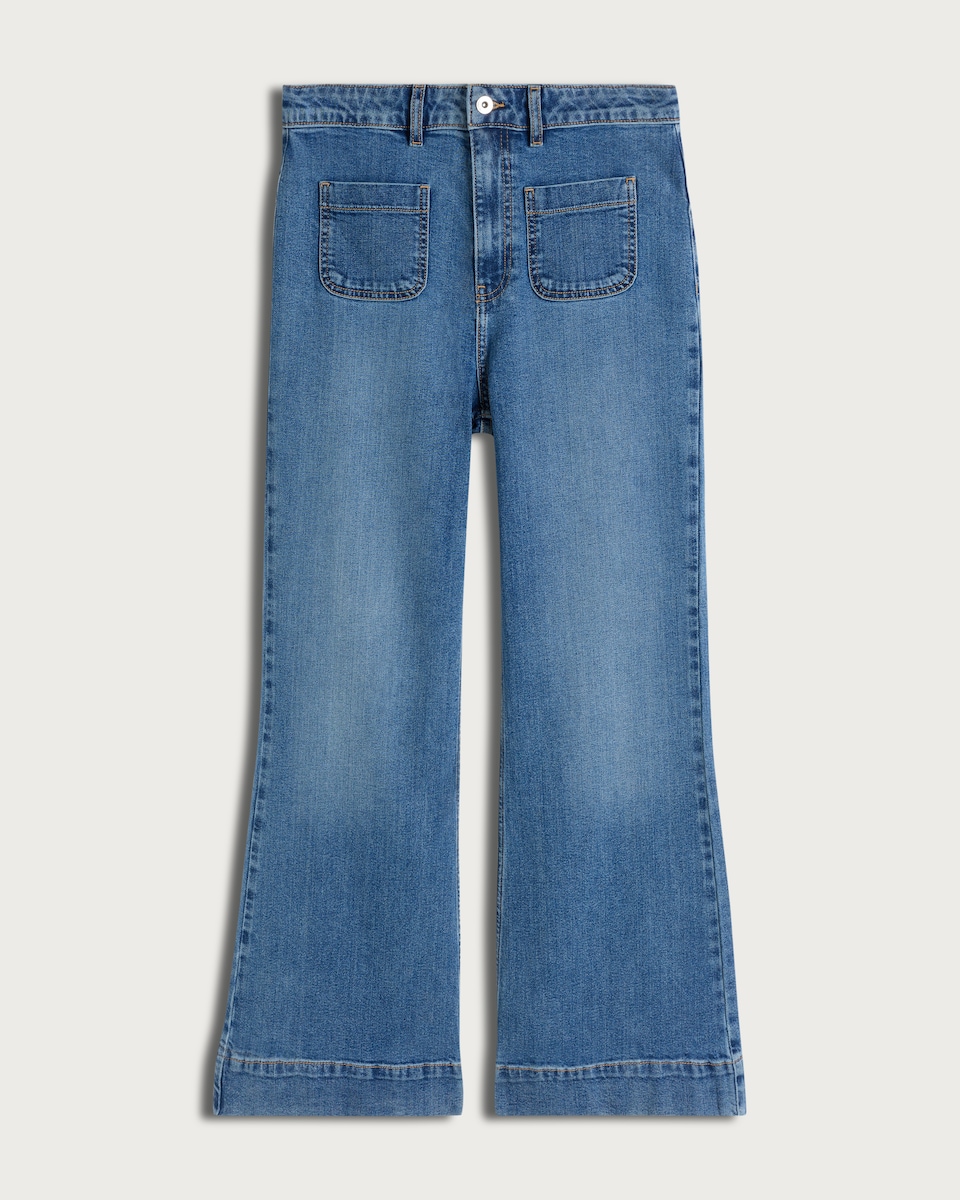 image 1 of The F&F Edit High Rise Flared Jeans in Blue
