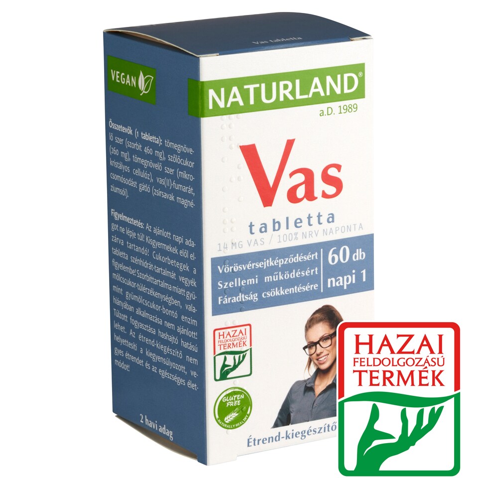 Naturland vas étrend-kiegészítő tabletta 60 db 51,36 g